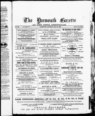 cover page of Yarmouth Gazette and North Norfolk Constitutionalist published on May 22, 1880