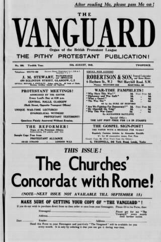 cover page of Protestant Vanguard published on August 1, 1942
