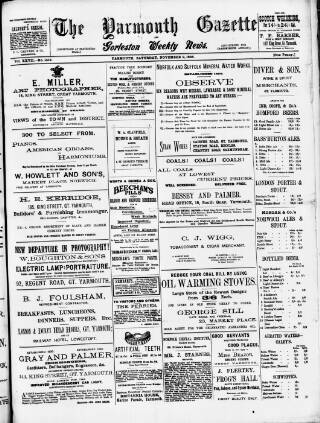 cover page of Yarmouth Gazette and North Norfolk Constitutionalist published on November 2, 1895