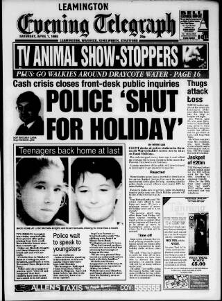 cover page of Leamington Evening Telegraph published on April 1, 1995