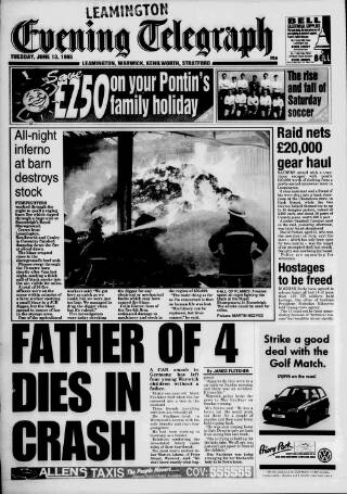 cover page of Leamington Evening Telegraph published on June 13, 1995