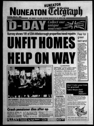 cover page of Nuneaton Evening Telegraph published on May 31, 1994
