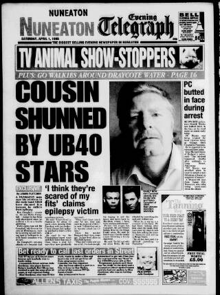 cover page of Nuneaton Evening Telegraph published on April 1, 1995