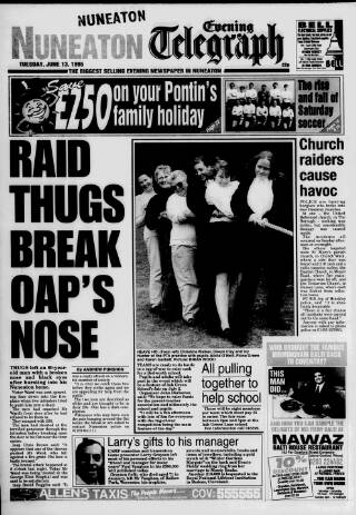 cover page of Nuneaton Evening Telegraph published on June 13, 1995