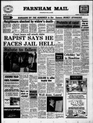 cover page of Farnham Mail published on November 13, 1990