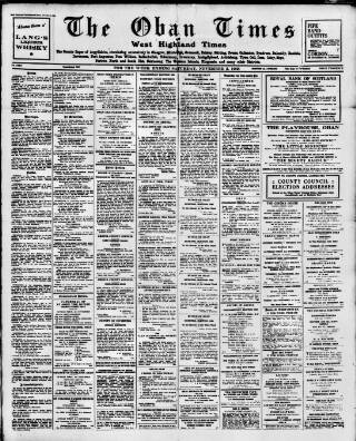 cover page of Oban Times and Argyllshire Advertiser published on November 2, 1935