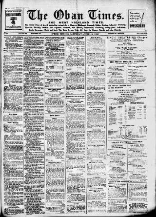 cover page of Oban Times and Argyllshire Advertiser published on June 13, 1953