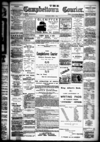 cover page of Campbeltown Courier published on April 1, 1916