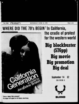 cover page of Bookseller published on June 13, 1970