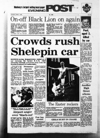 cover page of Kent Evening Post published on April 1, 1975