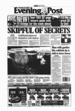 cover page of Yorkshire Evening Post published on May 22, 1999