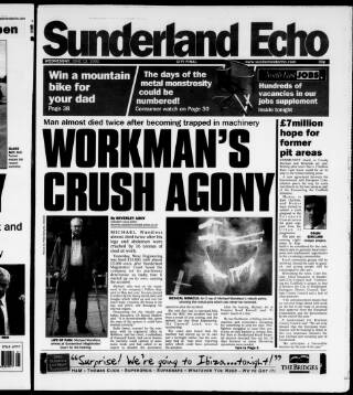 cover page of Sunderland Daily Echo and Shipping Gazette published on June 13, 2001