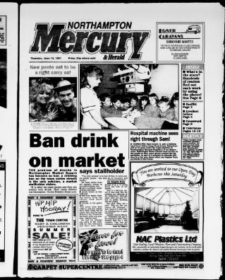 cover page of Northampton Mercury published on June 13, 1991