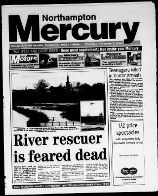 cover page of Northampton Mercury published on November 2, 2000