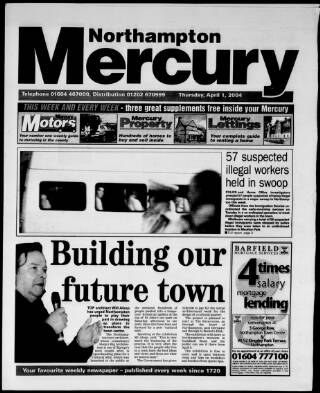 cover page of Northampton Mercury published on April 1, 2004