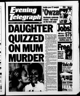 cover page of Northamptonshire Evening Telegraph published on June 13, 1996