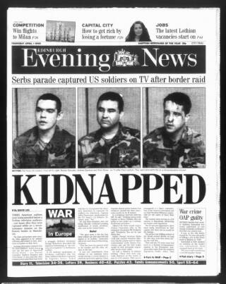 cover page of Edinburgh Evening News published on April 1, 1999