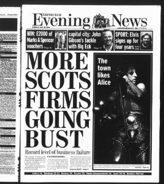 cover page of Edinburgh Evening News published on May 22, 2001