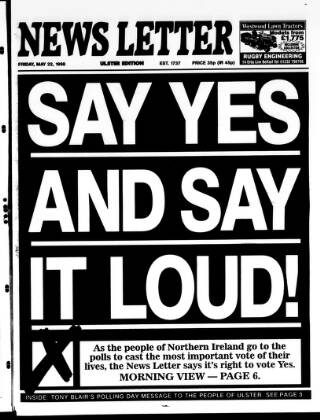 cover page of Belfast News-Letter published on May 22, 1998
