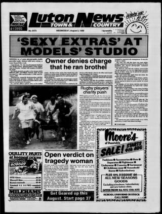 cover page of Luton News and Bedfordshire Chronicle published on August 2, 1989