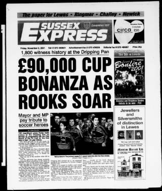 cover page of Sussex Express published on November 2, 2001