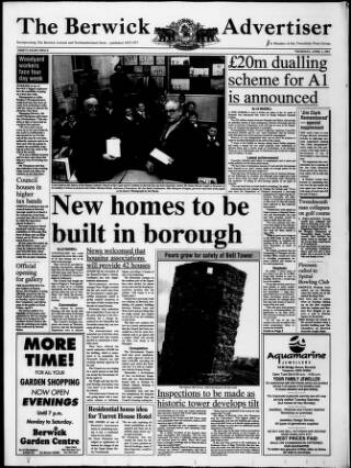 cover page of Berwick Advertiser published on April 1, 1993