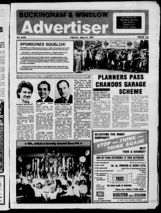 cover page of Buckingham Advertiser and Free Press published on May 22, 1987