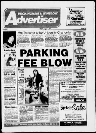 cover page of Buckingham Advertiser and Free Press published on August 2, 1991