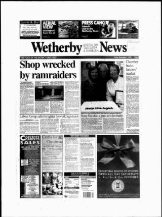 cover page of Wetherby News published on November 2, 2001