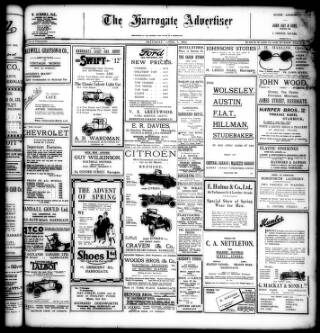 cover page of Harrogate Advertiser and Weekly List of the Visitors published on April 1, 1922