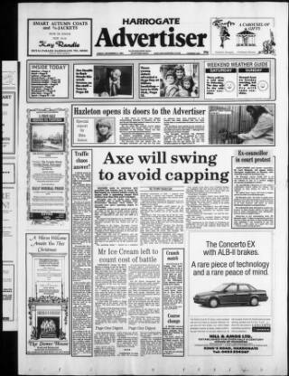 cover page of Harrogate Advertiser and Weekly List of the Visitors published on November 2, 1990