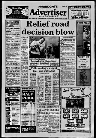 cover page of Harrogate Advertiser and Weekly List of the Visitors published on August 2, 1991