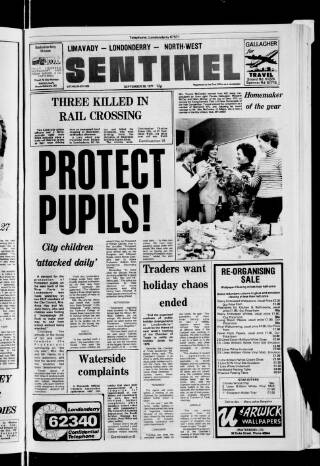 cover page of Londonderry Sentinel published on September 28, 1977
