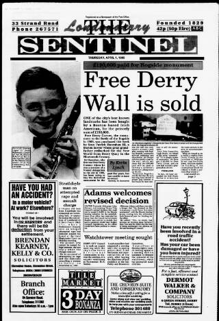 cover page of Londonderry Sentinel published on April 1, 1993