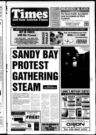 cover page of Larne Times published on May 22, 2003