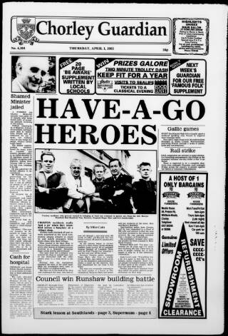 cover page of Chorley Guardian published on April 1, 1993