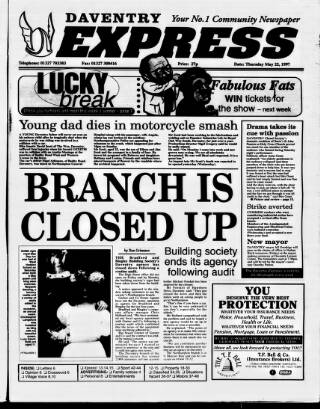 cover page of Daventry and District Weekly Express published on May 22, 1997