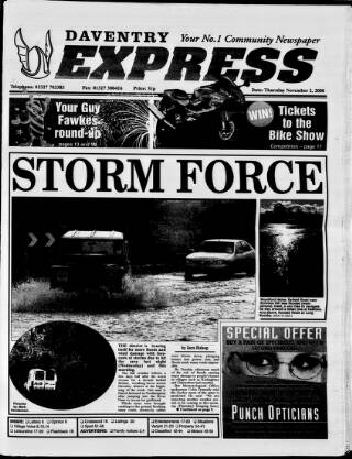 cover page of Daventry and District Weekly Express published on November 2, 2000