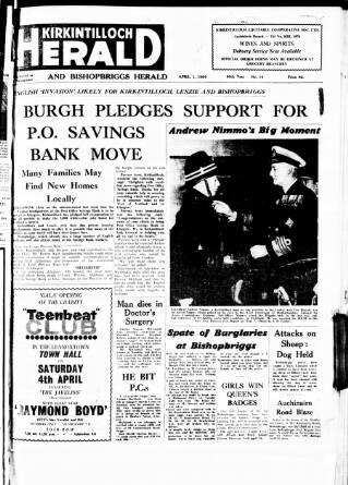 cover page of Kirkintilloch Herald published on April 1, 1964