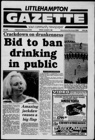 cover page of Littlehampton Gazette published on August 2, 1991