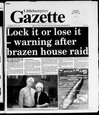 cover page of Littlehampton Gazette published on May 22, 2003