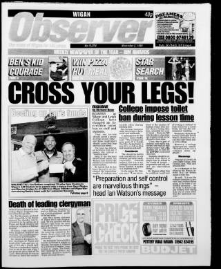 cover page of Wigan Observer and District Advertiser published on November 2, 1999