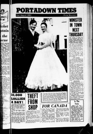 cover page of Portadown Times published on August 2, 1963