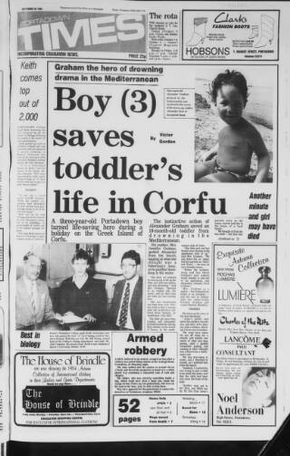 cover page of Portadown Times published on September 28, 1984