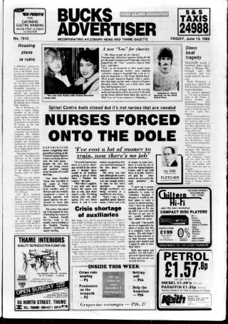 cover page of Bucks Advertiser & Aylesbury News published on June 13, 1986