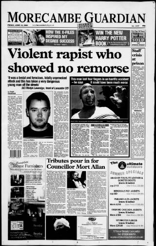 cover page of Morecambe Guardian published on June 13, 2003