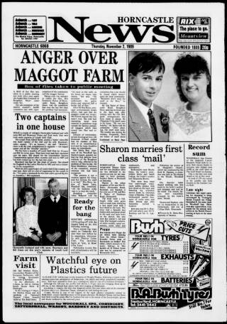 cover page of Horncastle News published on November 2, 1989