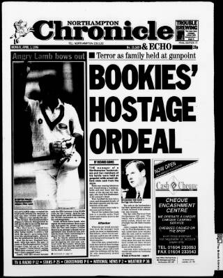 cover page of Northampton Chronicle and Echo published on April 1, 1996