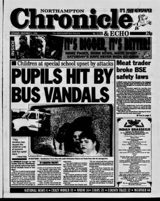 cover page of Northampton Chronicle and Echo published on November 2, 1996