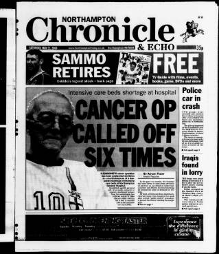 cover page of Northampton Chronicle and Echo published on May 22, 2004